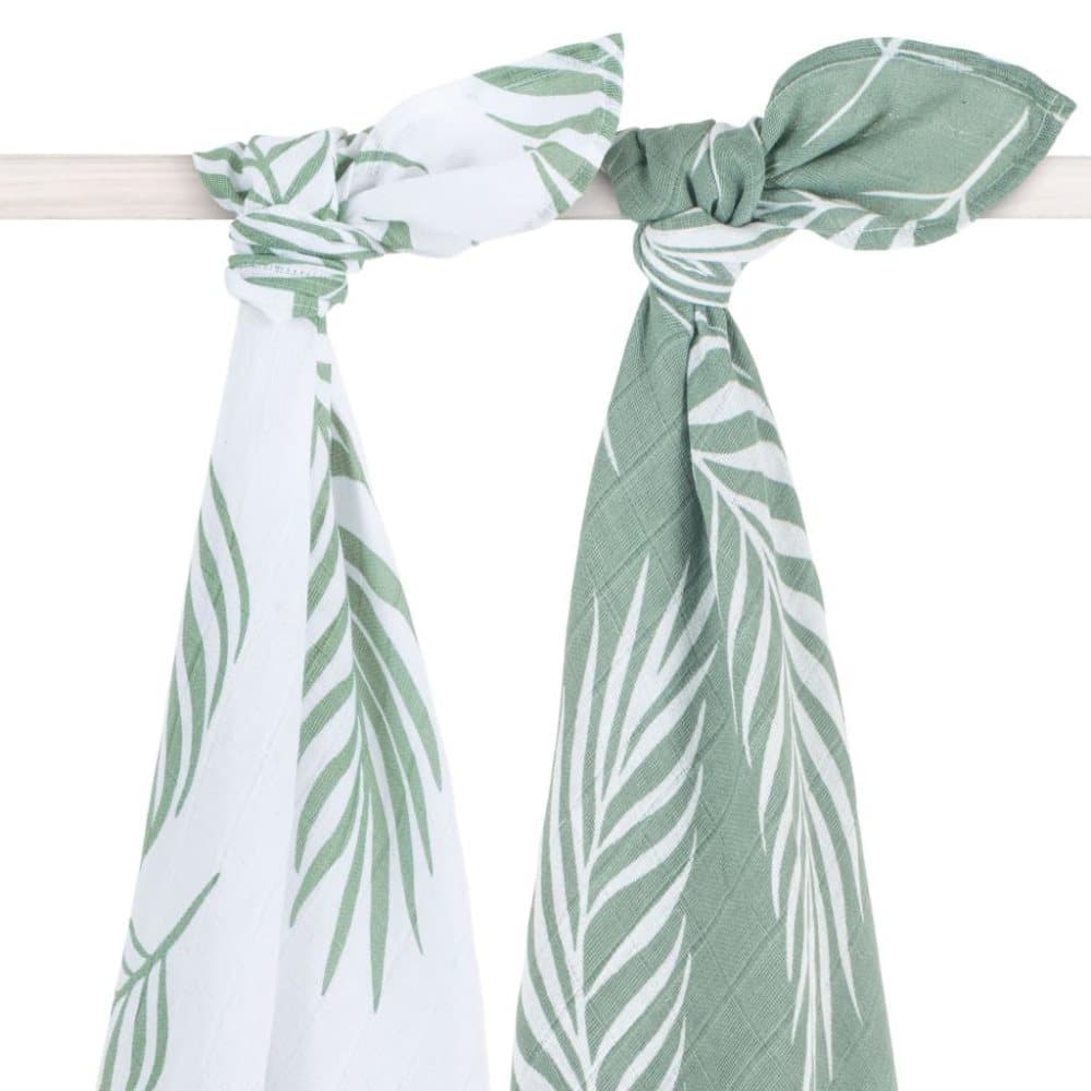 Jollein Hydrofilisk multifunksjonsklut 2 stk natur 115x115cm askegrønn