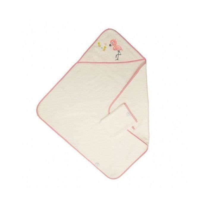 DOMIVA Badekåbesæt + FLAMINGO broderet handske