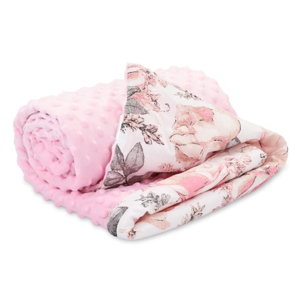 Babyfilt Barnfilt med Minky 75x100 cm - Mysig filt Babyvagnsfilt Newborn Babyfilt Wild Rose