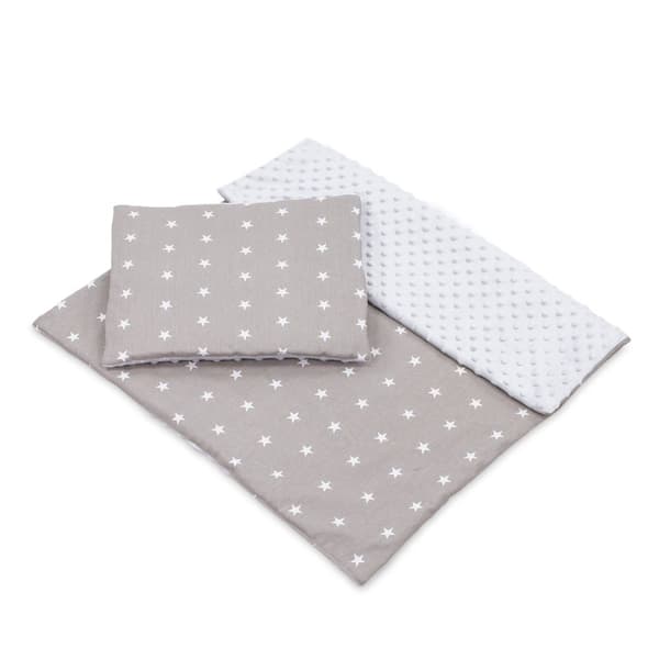 Babyfilt mysfilt baby 75x60 cm - minky filt med kudde 30x35 cm nyfödd komfortfilt barnvagn SET stars