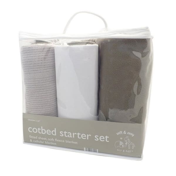 Home & Living Baby Cot Bed Set (Pack of 3) Dark Grey/White One Size