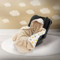 Miniatyrbild 7 av 7: Joyz Inslagfilt med huva; regnbåge med beige Minky; 100% bomull; 84x84 cm; Dubbelsidig; Universal för babyskydd; bilbarnstol; barnvagn eller buggy;
