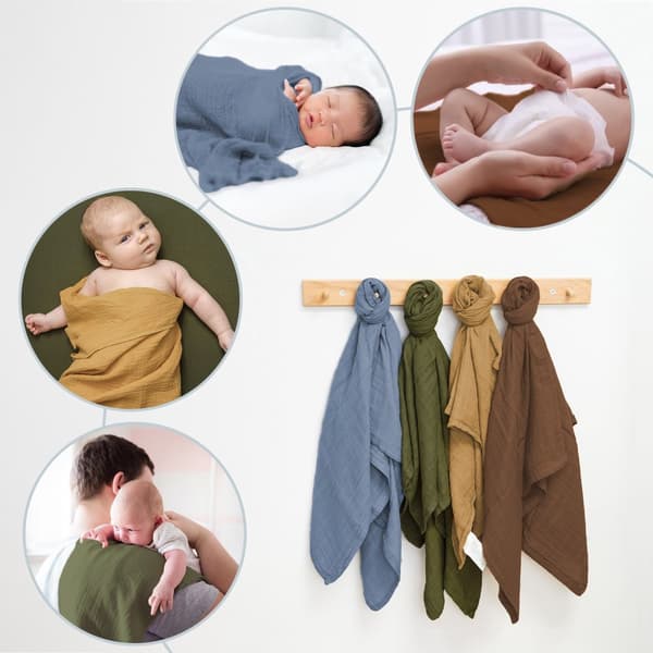 Swaddle trasa baby 0-3 månader muslin trasa swaddle SET 4 burp trasor muslin trasor trasa blöjor bomull 120x110 cm