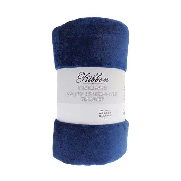 Ribbon Eskimo Style Polyester Dog Blanket Navy One Size