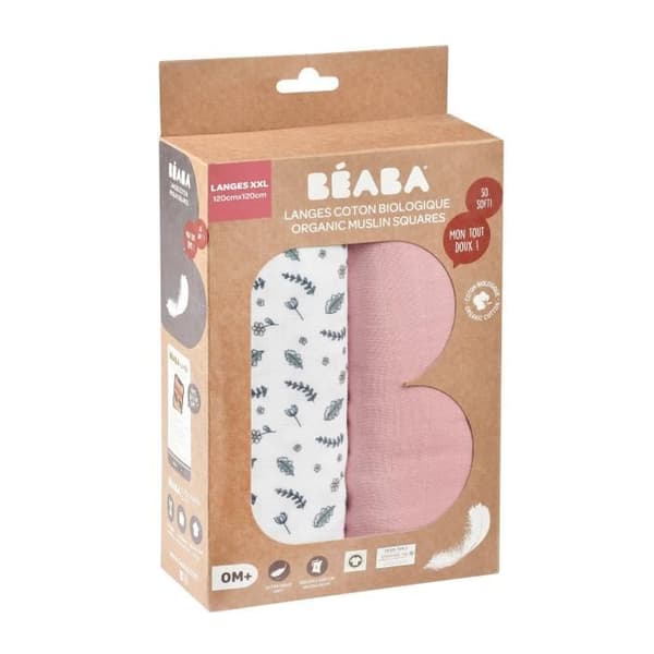 BEABA, Box 2 -alushousut 120 cm - Vanha pinkki / Kukkakuvioinen maaseudun kuvio