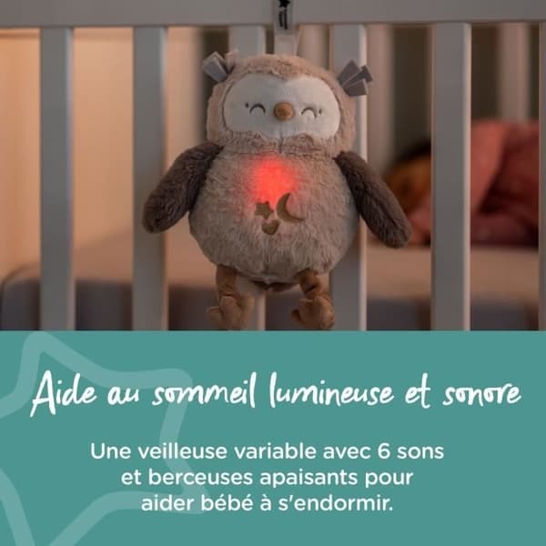 TOMME TIPPEE, Ylellinen yövalopehmo CrySensorilla, 6 rauhoittavaa ääntä, USB, konepestävä, Ollie the Owl