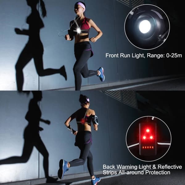 Cykling utomhus Nattlöpare LED Sport Bröstlampa Ficklampa USB Uppladdningsbar