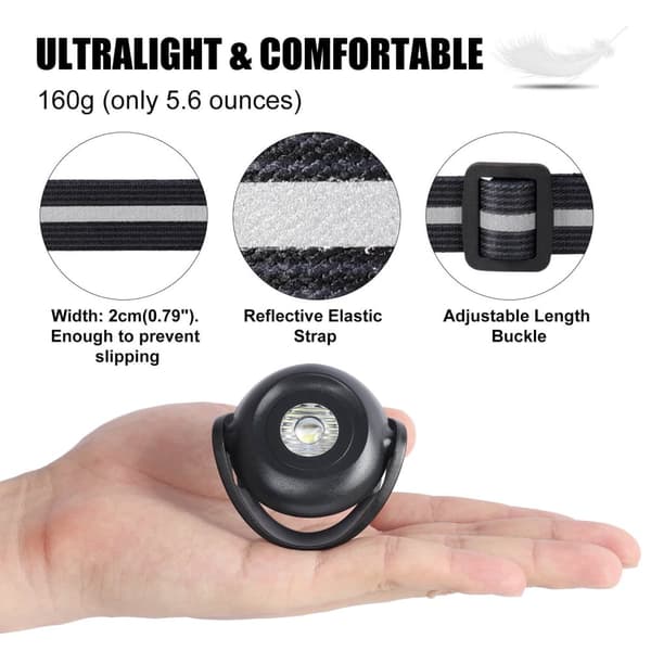 Cykling utomhus Nattlöpare LED Sport Bröstlampa Ficklampa USB Uppladdningsbar