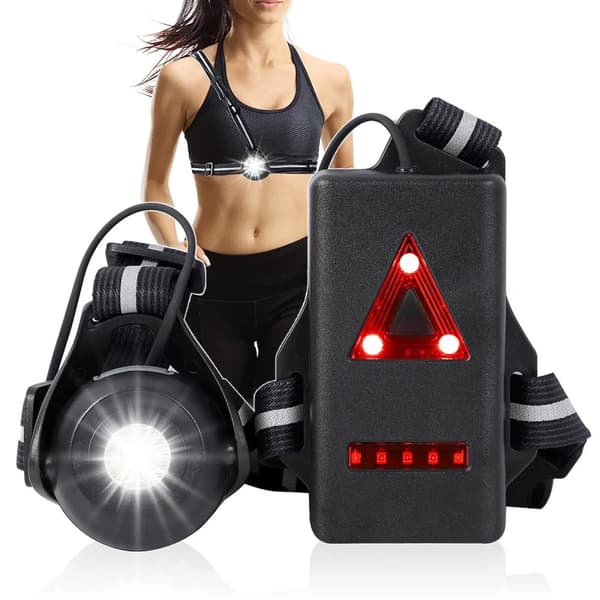 Cykling utomhus Nattlöpare LED Sport Bröstlampa Ficklampa USB Uppladdningsbar