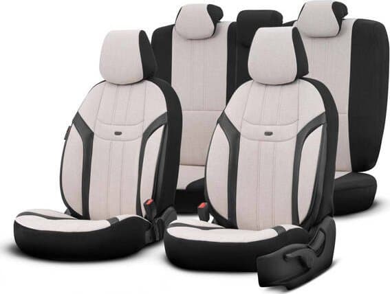 Otom Swan 503 beige 3 vetoketjullisella turvaistuimen suojasarjalla varustettuna