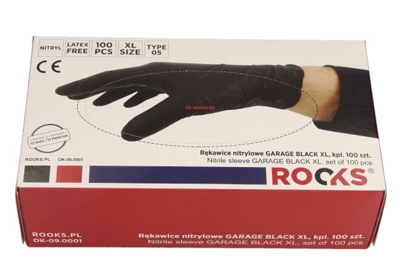 ROOKS NITRILHANDSKER GARAGE SORT XL, SÆT MED 100 STK.