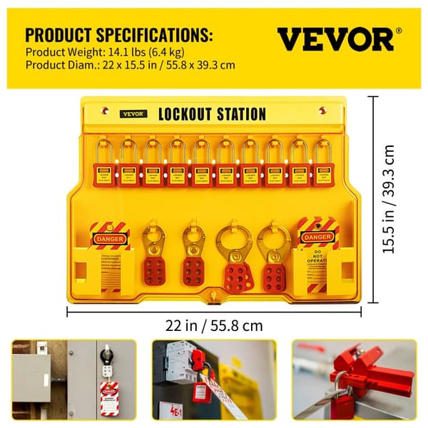 Lockout Tagout Kit, 58 PCS Komplet Sæt, Holdbare Hængelåse og Sikkerhedsetiketter,58 STK