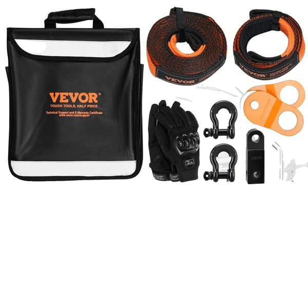 Winch Recovery Kit, 30000 lbs Dragremmar, 44092 lbs D-Ringskarvar, 10T Block,svart