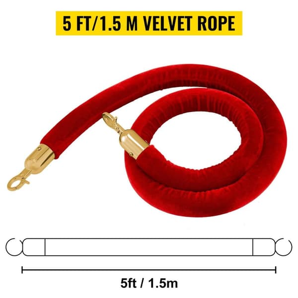 4st 96cm höjd gyllene folksamlingskontrollstolpe med 2st 1,5 m sammetsrep, slitstarkt material, stabil bas, lätt att montera, bred applikation