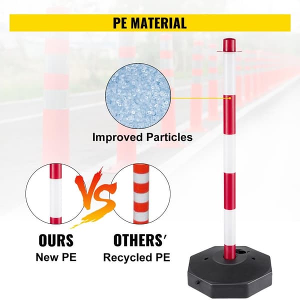 4st 84cm höjd bärbar plast publikkontrollstolpe med 10m kedja, högkvalitativt material, stabil bas, lätt att montera