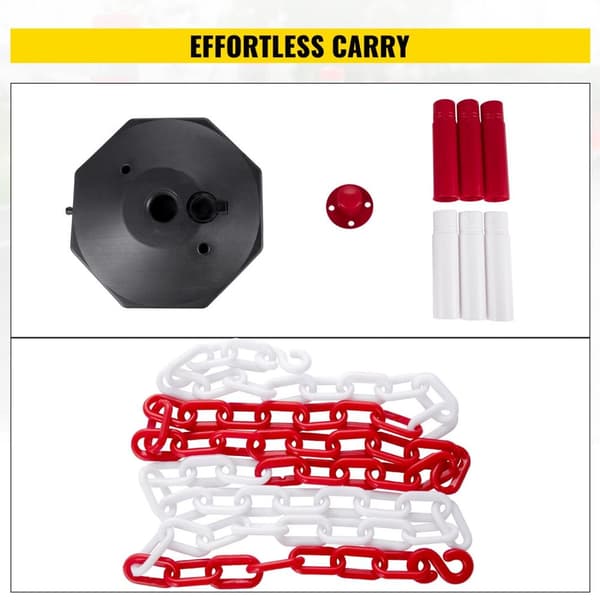 4st 84cm höjd bärbar plast publikkontrollstolpe med 1,4 m kedja, högkvalitativt material, stabil bas, lätt att montera