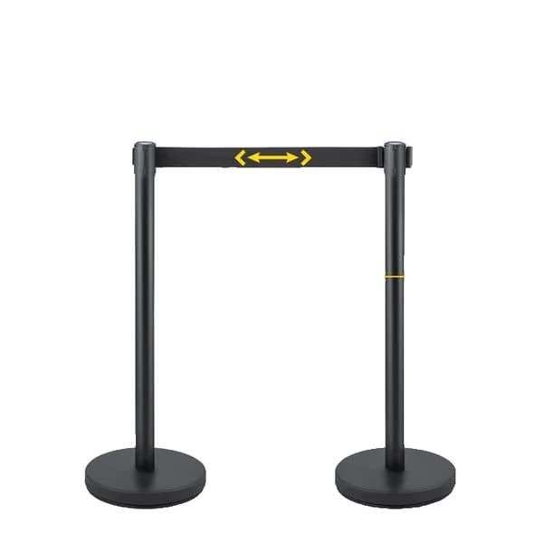 Mængdekontrol Stanchion Sæt, Udtrækkelig Bælte, Sort Farve, 4 stykker 6 Pieces