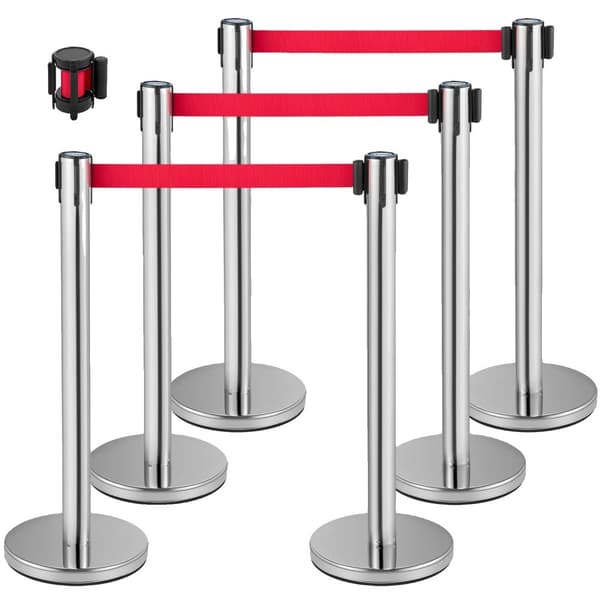 Crowd Control Stanchion, Justerbart Bælte, Holdbart Jern og Stål,6-stykke C
