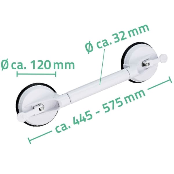 RIDDER Teleskopiskt stödhandtag med sugkoppar 12,5 cm 100 kg A0150301