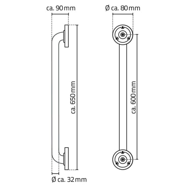 RIDDER håndgreb 60 cm aluminium sort