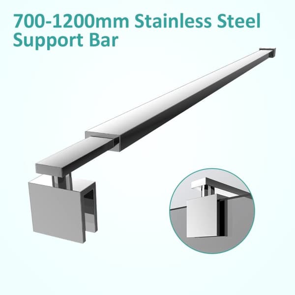 EMKE Justerbar duschstång 70-120cm (8-10mm glas) - Rostfritt stål, Krom, för dusch/badkar