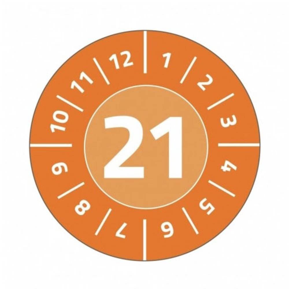 Provmärkning N/A 2021 Orange Folie, självhäftande, avdragssäker (Ø) 20 mm 20 mm 1 set