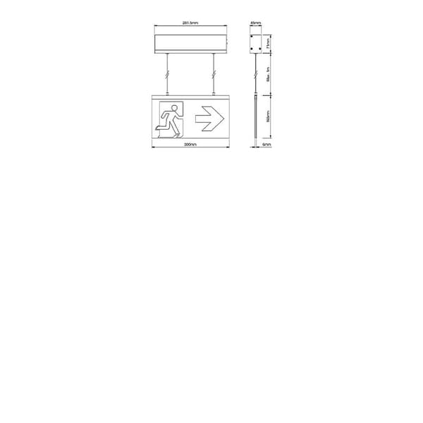 Beltrona M19002 LED-nödutgångsbelysning Takmontering höger, vänster, hög, ner