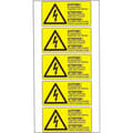 Miniatyrbild 1 av 2: Kombinationsskylt, varningsskylt Även högspänning vid avstängd huvudbrytare Självhäftande folie (B x H) 74 mm x 37 mm T