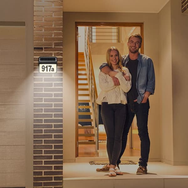 XMTECH LED-solarhusnummer i rostfritt stål, belyst husnummerlampa med 2 lysdioder och IP65 solpanel