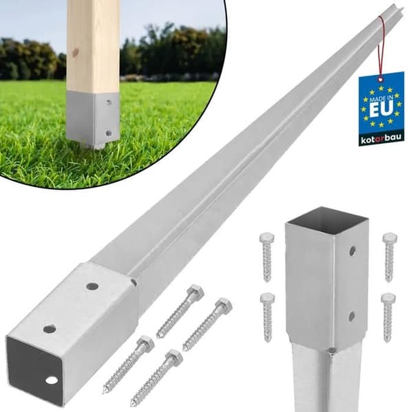 Stolpstöd av galvaniserat stål - Stolpe för staketstolpe - 46 x 46 mm - Längd 750 mm - KOTARBAU®