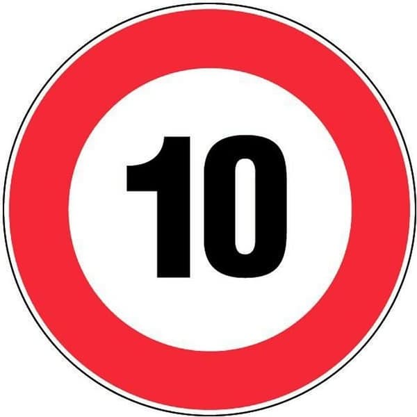Signaleringstavla - NOVAP - Hastighetsbegränsning 10 km/h - Ø300mm - Röd - Blank
