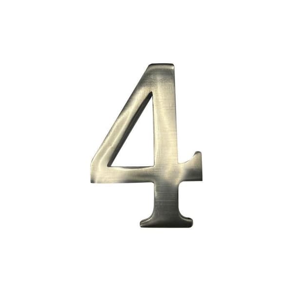 Husnummer - GENERISK - 4 - Borstad Nickel - 10cm - Osynlig Montering