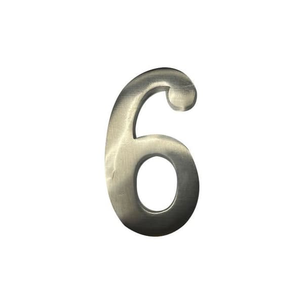 Husnummer - GENERISK - 6 - Mörk Nickel - 10cm - Osynlig Fäste