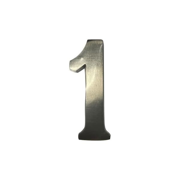 Husnummer - GENERISK - 1 - Matt Nickel - 10cm - Osynlig fixering