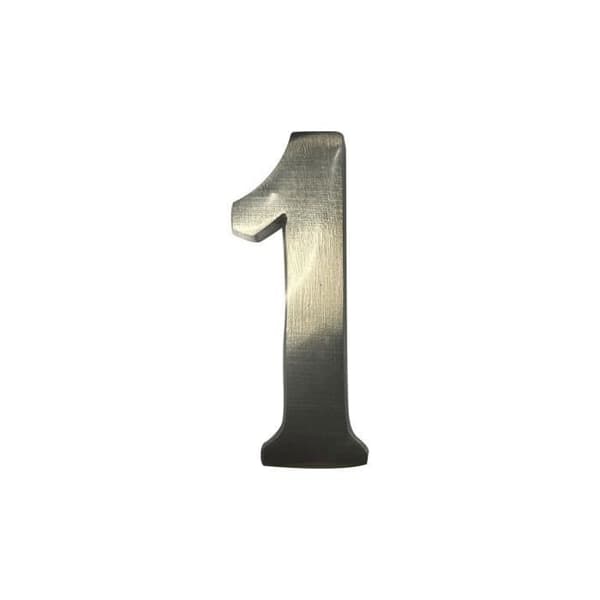 Husnummer - GENERISK - 1 - Matt Nickel - 10cm - Osynlig fixering