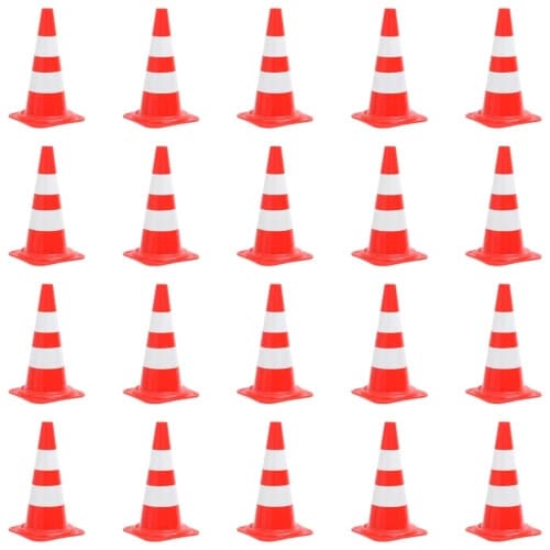 Trafikkoner 20 st röd och vit 50 cm