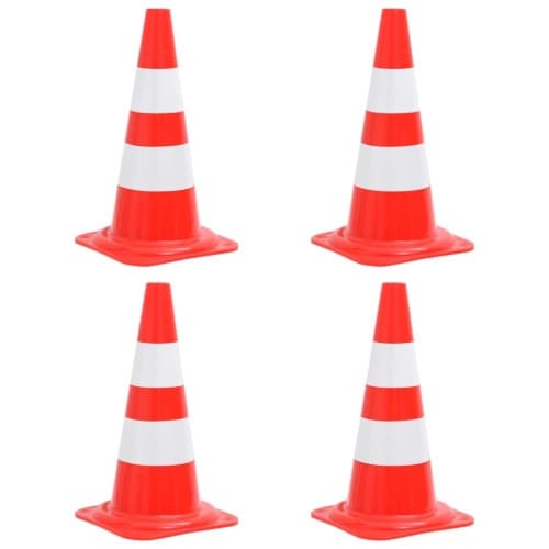 Trafikkoner 4 st röd och vit 50 cm