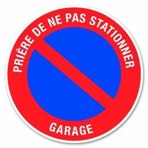 Varningsskiva - Garage - Ingen parkering - Självhäftande PVC - Ø 280 mm - Röd