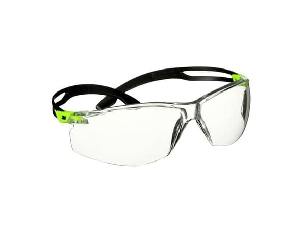 3M SF501SGAF-GRN-EU, Skyddsglasögon, Monteringsarbete, Bygg/renovering, Sliparbete, Kemiarbete, Alla, Svart, Grön, Transparent, Polykarbonat