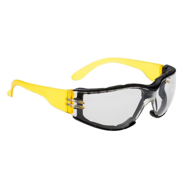 Portwest Unisex Adult Wrap Around Safety Glasses Clear/Yellow One Size