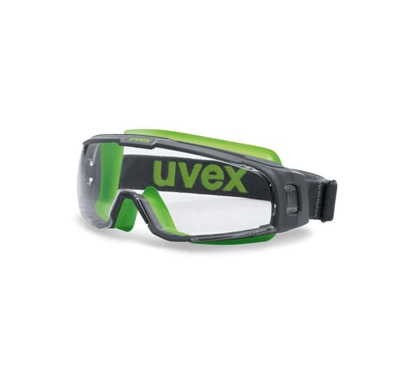 Vernebriller med perfekt passform Uvex U-sonic, klar linse, supravision extreme (anfi scratch, anti fog) belegg, grå/lime.