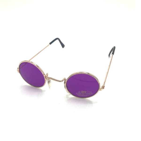 Round sunglasses in gold with purple lens