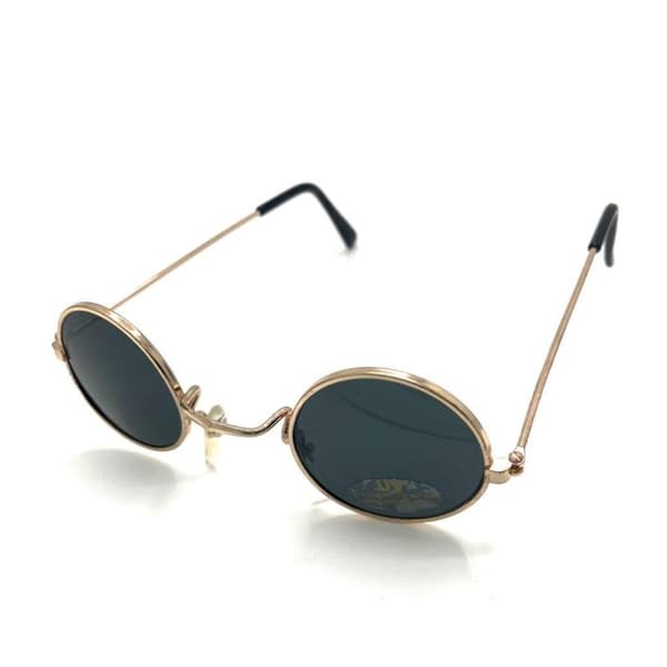 Round sunglasses in gold with black lens