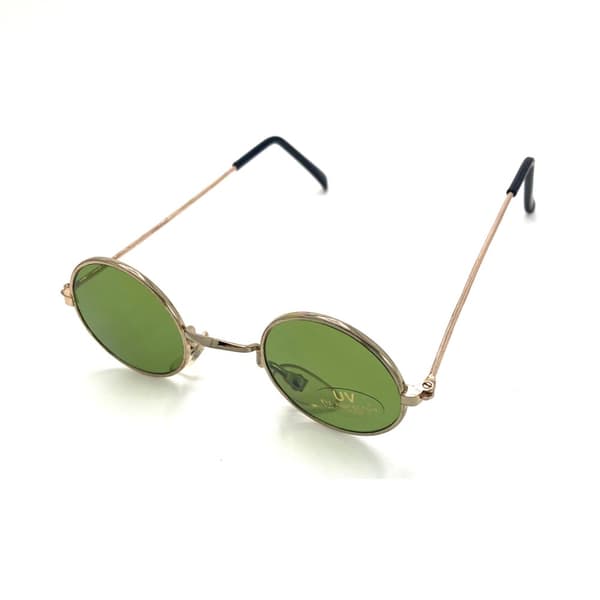 Round sunglasses in gold with green lens