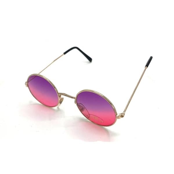 Round sunglasses Gold with purple/ pink lens