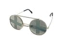 Miniatyrbillede 1 af 2: Round silver sunglasses with black lens and metal grill cross