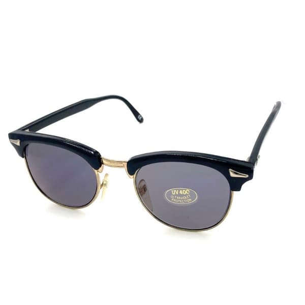 Black sunglasses with black lens and gold details