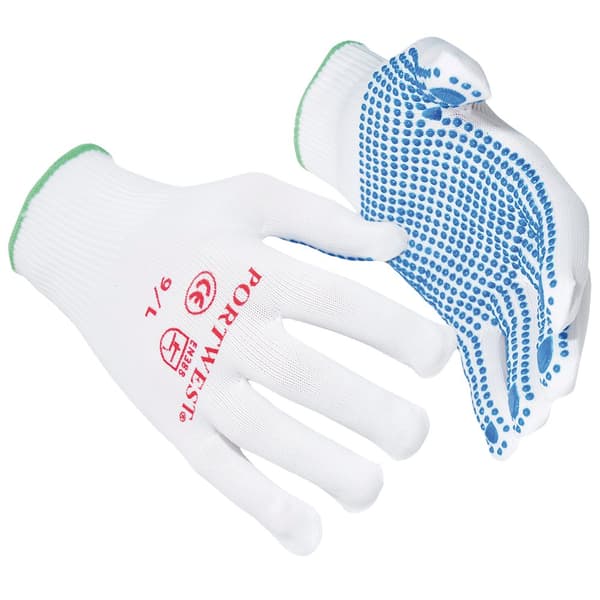 Portwest Handsker med polkaprikker i nylon (A110) / Sikkerhedstøj / Arbejdstøj (pakke med 2 stk.)