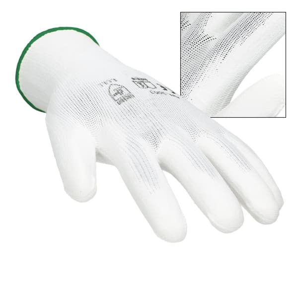 ECD Germany 12 par PU arbejdshandsker, størrelse 11-XXL, farve hvid, mekanik handsker, arbejdshandsker Nylon Have, Builders, mekanik handsker