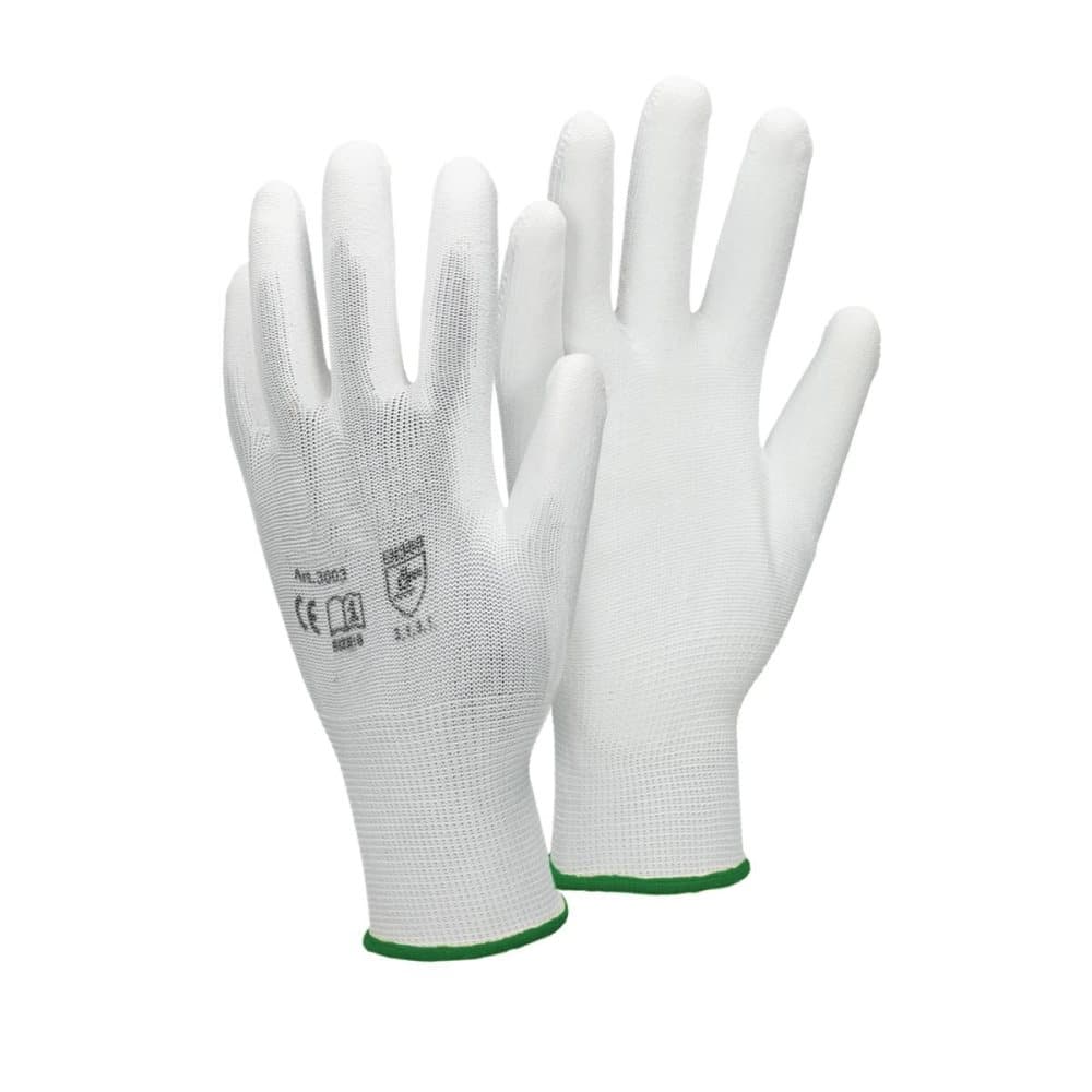ECD Germany 144 par PU arbejdshandsker, størrelse 11-XXL, farve hvid, mekanik handsker, arbejdshandsker Nylon Have, Builders, mekanik handsker